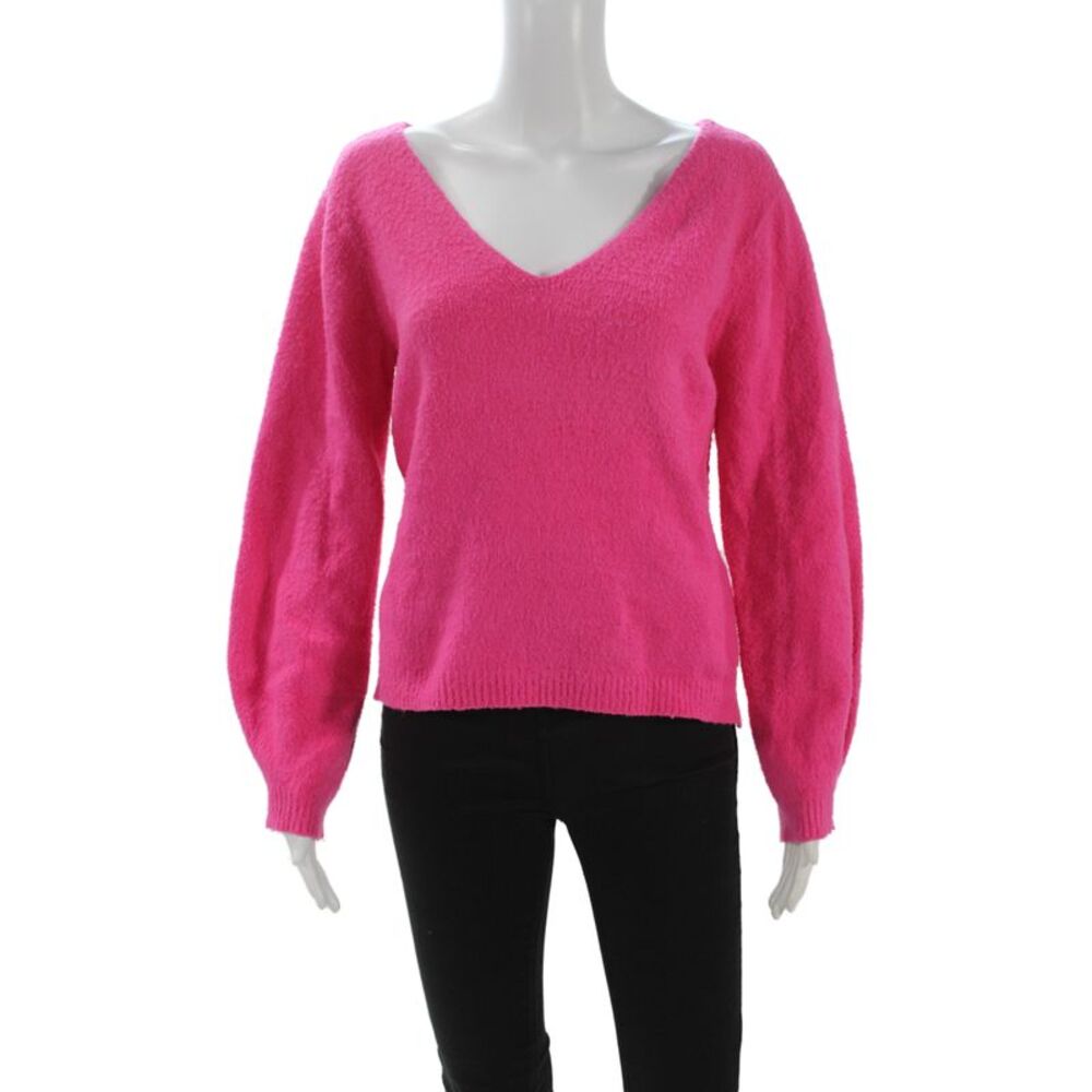 Helmut Lang Unisex Pullover Sweater Pink V-Neck Long Sleeve Size XS